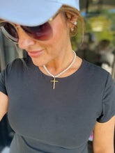 Load image into Gallery viewer, Pearl Cross Necklace