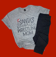 Load image into Gallery viewer, Santa’s Favorite Wrestling Mom Crew Or Tee