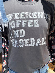 Weekends Coffee & Baseball Crew Neck Tee