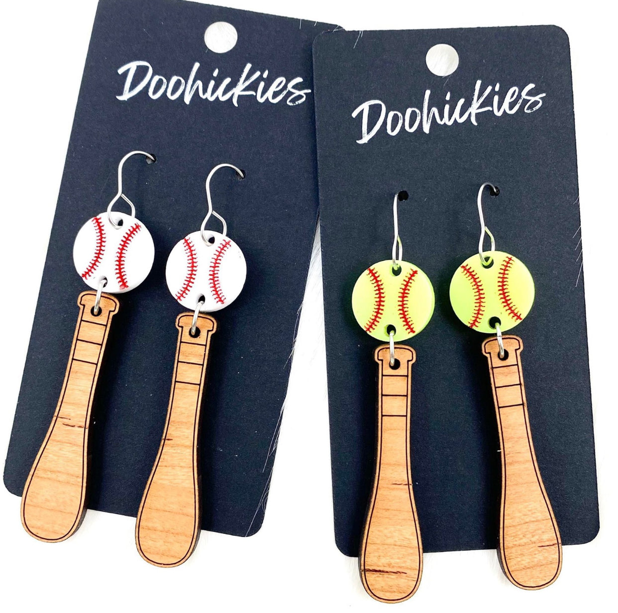 Bat & Ball Dangle Earrings