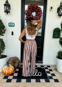Vertical Vibes Strip Pants - Brown