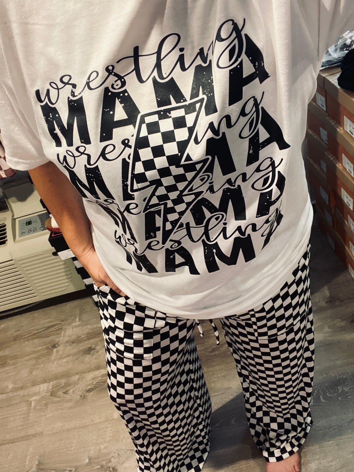Wrestling Mama Checkered Tee