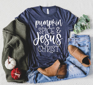 Pumpkin Spice & Jesus Christ Crew Neck Tee