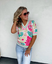 Load image into Gallery viewer, Gigi Floral &amp; Stripes Sweater Top
