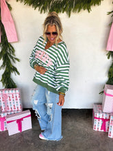 Load image into Gallery viewer, *PREORDER* Merry Pullover - White &amp; Green *ETA Ship 10/15* (Copy)
