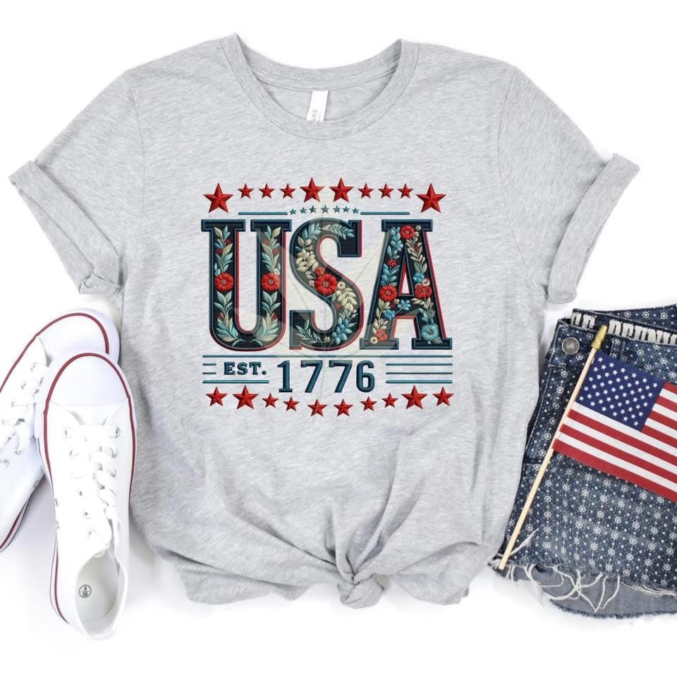 USA Floral Tee