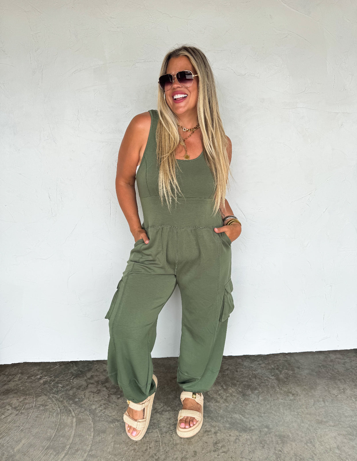 All Set Tank Romper - Olive