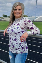Load image into Gallery viewer, Star Mesh Top - Purple &amp; White
