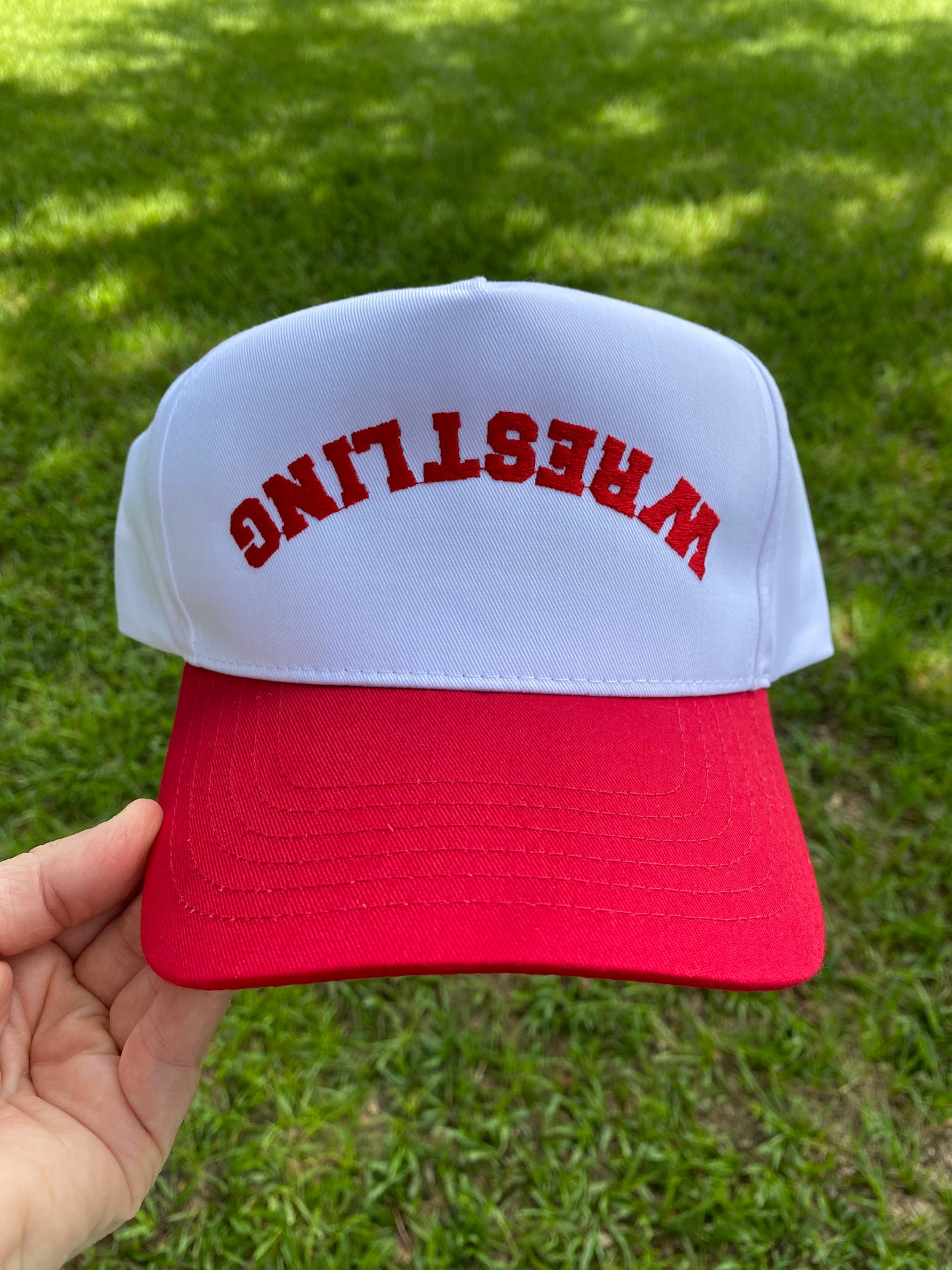 Embroidered Upside Down Hat - Red