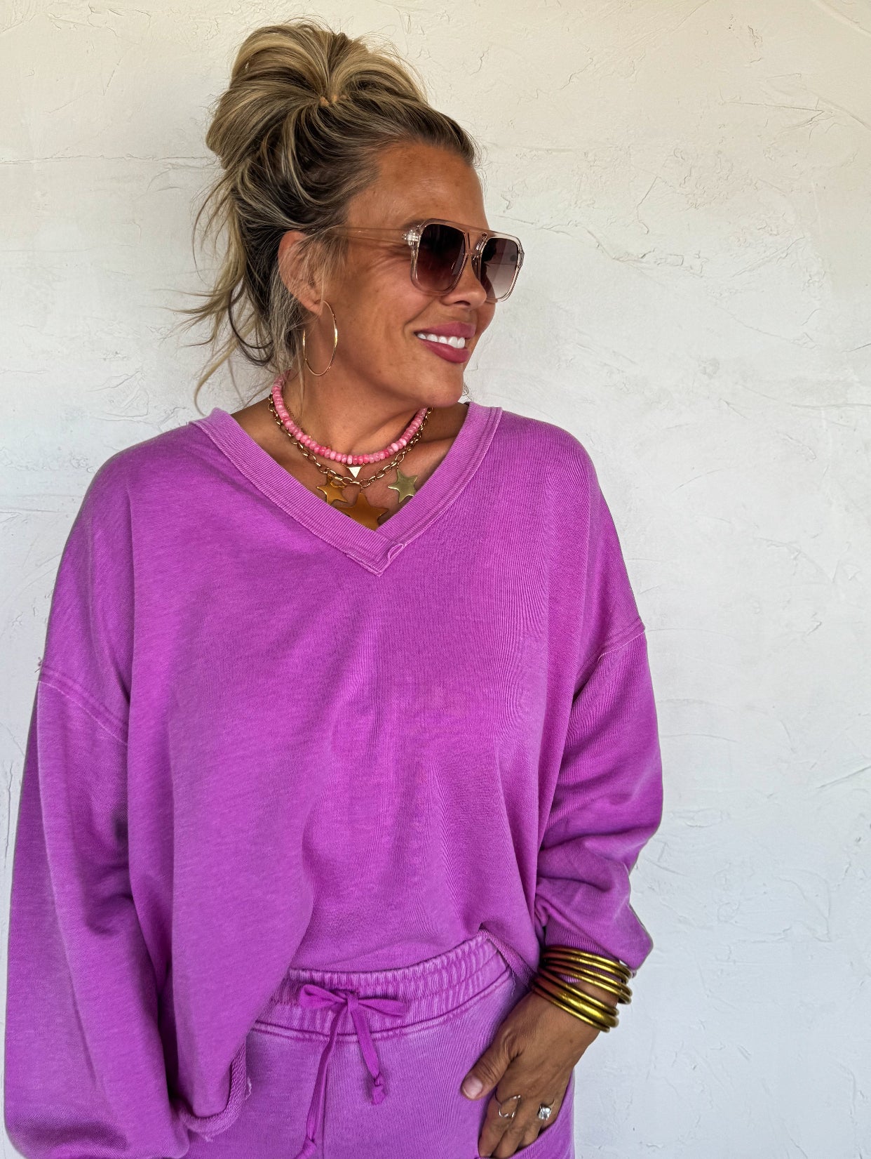 Faded Feels V Neck Pullover *Assorted Colors* *Preorder ETA Ship 9/30*