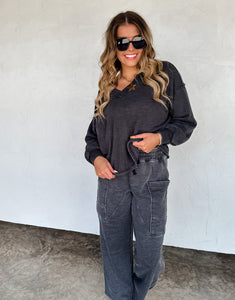 Faded Feels V Neck Pullover *Assorted Colors* *Preorder ETA Ship 9/30*