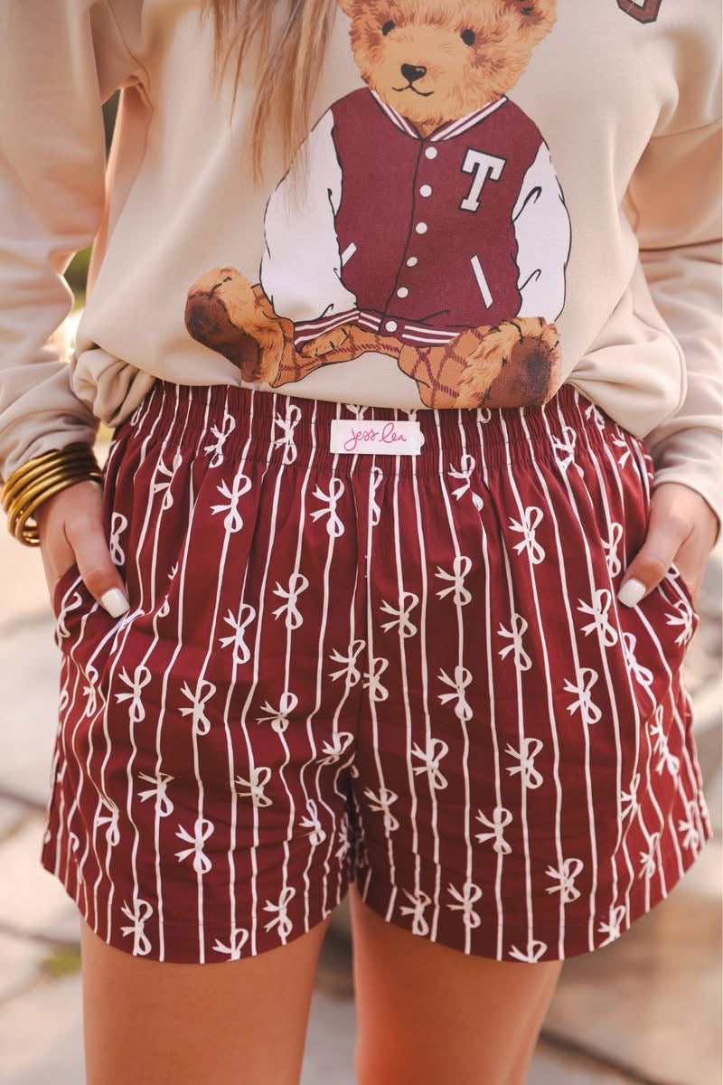 Bow Boxers - Maroon