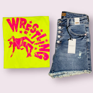 Neon Female Wrestling Crew Neck Tee