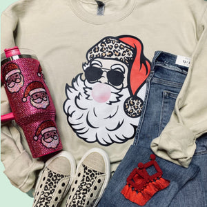 Bubble Gum Santa Crew Neck Sweatshirt