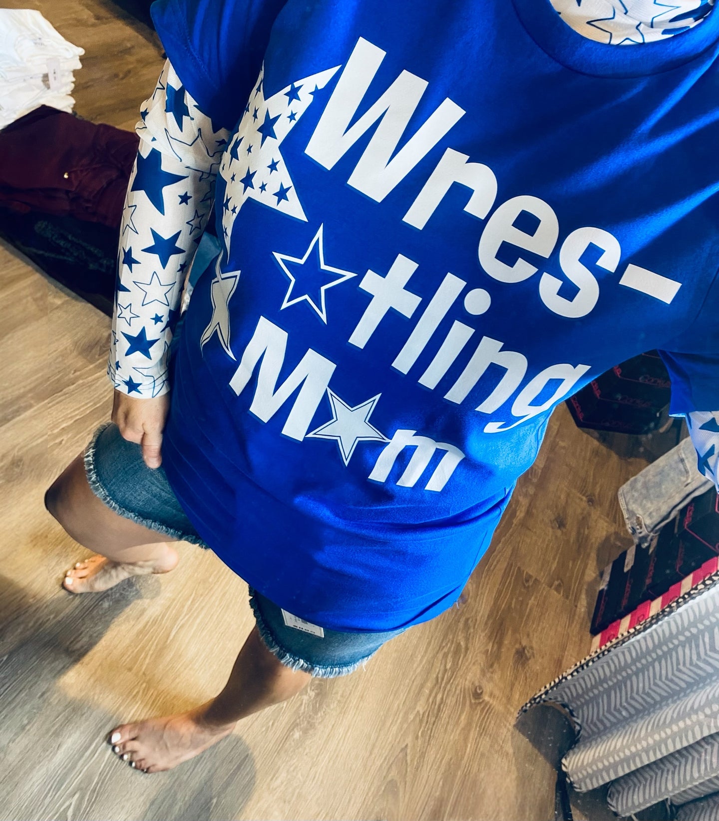 Wresting Mom Star Tee - Royal