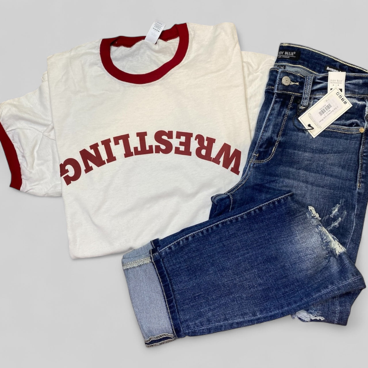 Wrestling Mama Ringer Tee - Red