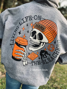 Living Life On The Bleachers Orange Crew or Hoodie